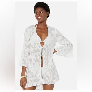 Lilly Pulitzer Motley Cover-Up, Resort White Poly Crepe Swirl Clip Size Small